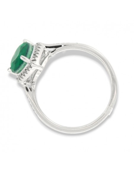 Anello Argento Rodiato Principessa Cuore Verde [5a2d509f]