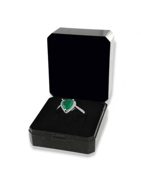 Anello Argento Rodiato Principessa Cuore Verde [3416d296]