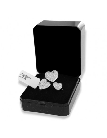 Anello Argento Rodiato Apribile Cuori Pavettati [90708c21]