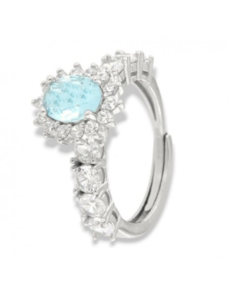 Anello Argento Rodiato Riviera Principessa Celeste [26312e28]