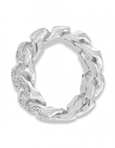 Anello Argento Rodiato Grumetta Zirconi Bianchi [ca8484ca]