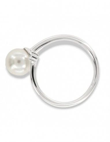 Anello Argento Rodiato Perla Gambo Aperto Zircone [d1df01f6]