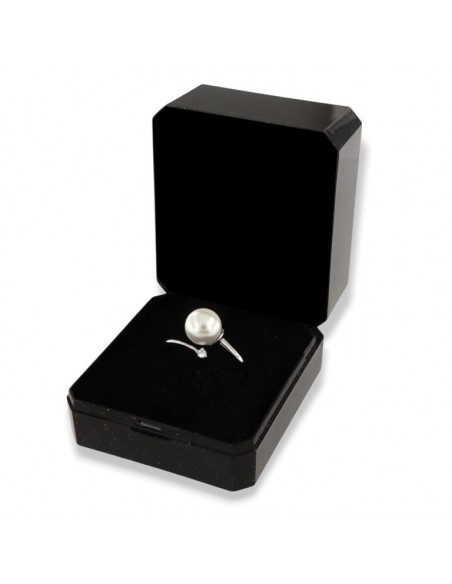Anello Argento Rodiato Perla Gambo Aperto Zircone [bfe483ff]