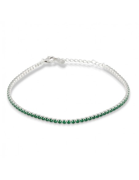 Bracciale Argento Rodiato Tennis Zirconi Verdi 2MM Modello Morbido [dec2c23a]