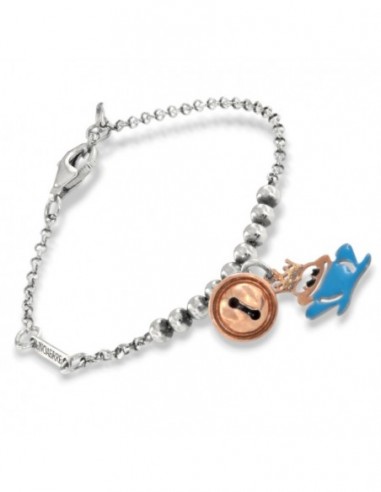 Bracciale Argento Rodiato Unoaerre Rana Smaltata Campanello Chiama Angeli [413aa937]