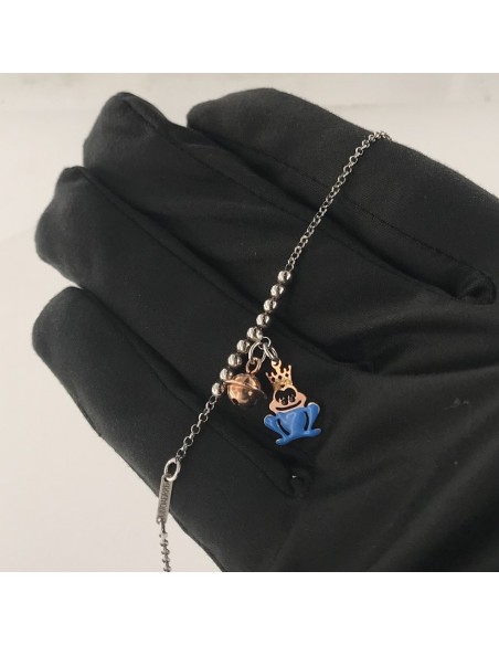 Bracciale Argento Rodiato Unoaerre Rana Smaltata Campanello Chiama Angeli [4572f220]