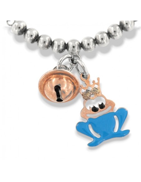 Bracciale Argento Rodiato Unoaerre Rana Smaltata Campanello Chiama Angeli [f26f3324]
