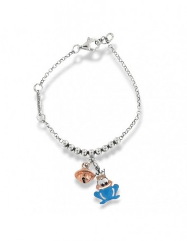 Bracciale Argento Rodiato Unoaerre Rana Smaltata Campanello Chiama Angeli [4022b53e]