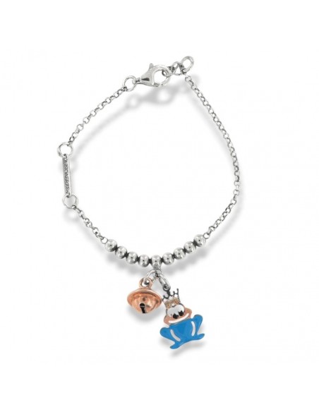 Bracciale Argento Rodiato Unoaerre Rana Smaltata Campanello Chiama Angeli [4022b53e]