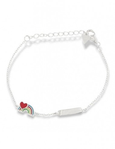 Bracciale Argento Rodiato Neonato Piastra Centrale Arcobaleno [c81ca8ab]