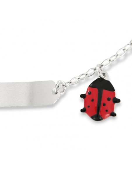 Bracciale Argento Rodiato Neonato Piastra Centrale Coccinella [72035e62]