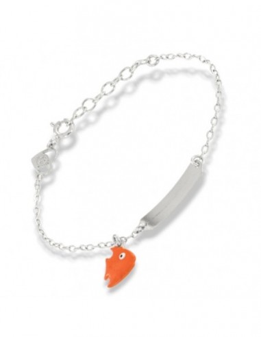 Bracciale Argento Rodiato Neonato Piastra Centrale Pesce Luna [d401f7e0]