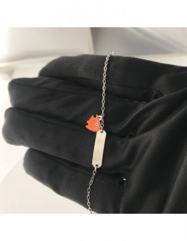 Bracciale Argento Rodiato Neonato Piastra Centrale Pesce Luna [f5282abb]
