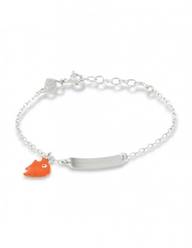 Bracciale Argento Rodiato Neonato Piastra Centrale Pesce Luna [4765aca1]