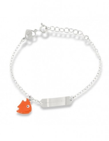 Bracciale Argento Rodiato Neonato Piastra Centrale Pesce Luna [f0786da5]