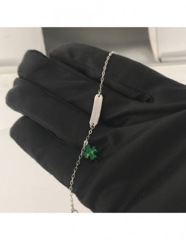 Bracciale Argento Rodiato Piastra Centrale Quadrifoglio Neonato [7ad68269]