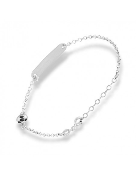 Bracciale Argento Rodiato Neonato Palla Piastra Centrale [9a4abf7c]