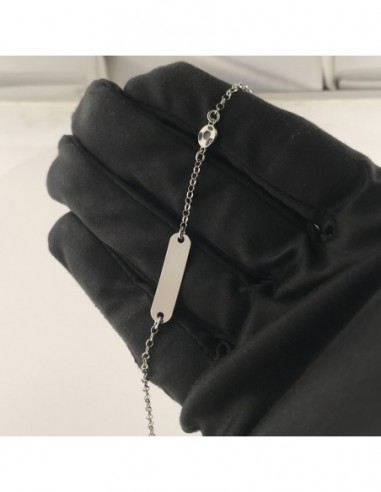 Bracciale Argento Rodiato Neonato Palla Piastra Centrale [4a945bbf]
