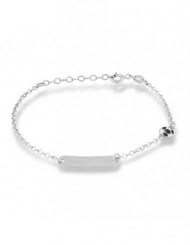 Bracciale Argento Rodiato Neonato Palla Piastra Centrale [f8d9dda5]