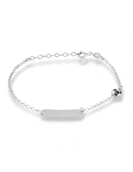 Bracciale Argento Rodiato Neonato Palla Piastra Centrale [f8d9dda5]