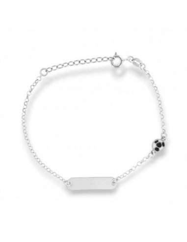 Bracciale Argento Rodiato Neonato Palla Piastra Centrale [4fc41ca1]