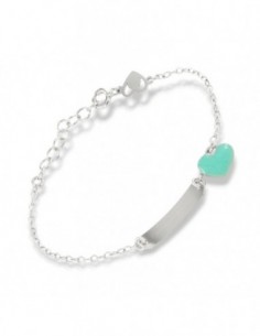 Bracciale Argento Rodiato Neonato Piastra Centrale Cuore Celeste [dbf13ec2]