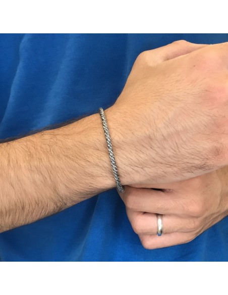 Bracciale Argento Rodiato Catena Intrecciata [509e4ddd]