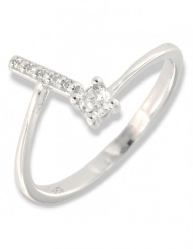 Anello Argento Rodiato Lettera I Punto Luce [ed2c23f9]