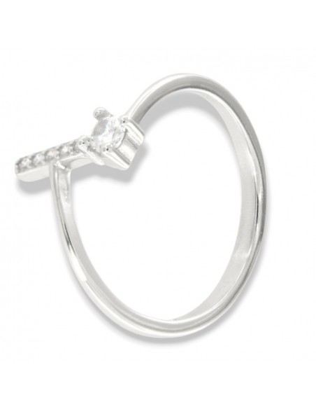 Anello Argento Rodiato Lettera I Punto Luce [e87c64e7]