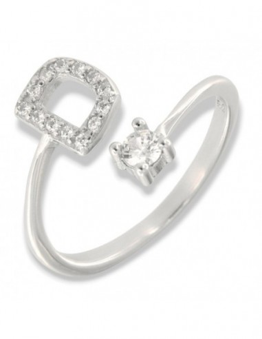 Anello Argento Rodiato Lettera D Punto Luce [a748f390]
