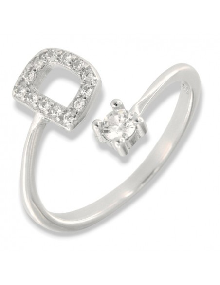 Anello Argento Rodiato Lettera D Punto Luce [a748f390]