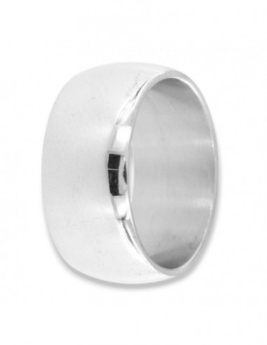 Anello Argento Rodiato Fascia Larga 10MM Bombata Liscia [ffe19317]