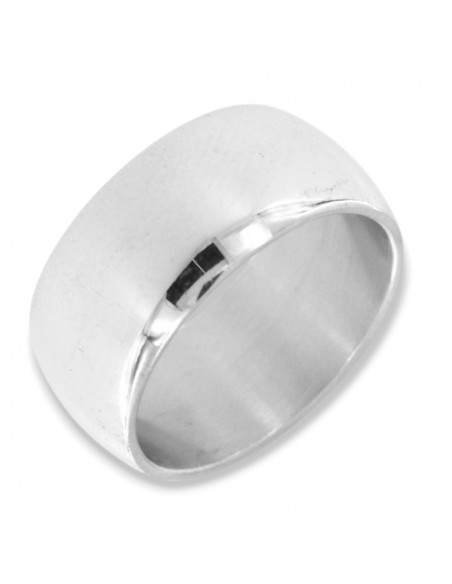 Anello Argento Rodiato Fascia Larga 10MM Bombata Liscia [92e29624]