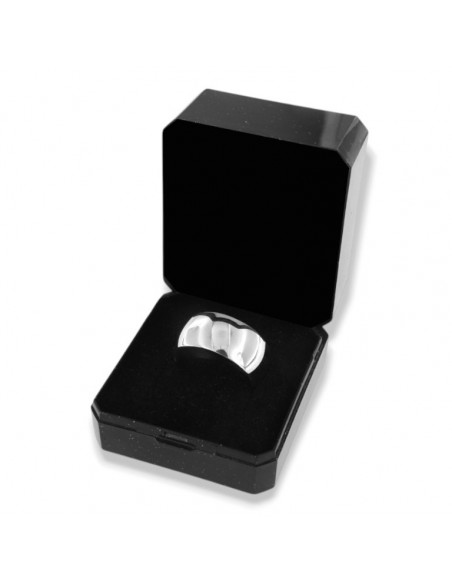 Anello Argento Rodiato Fascia Larga 10MM Bombata Liscia [f9895333]