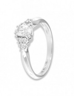 Anello Oro Bianco Solitario Diamante Ovale 0,42 Carati Contorno Diamanti Laterali 0,12 Carati [08ab7d67]