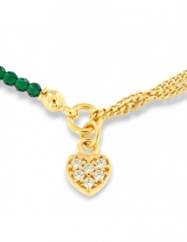 Bracciale Argento Dorato Sfere Verdi Cuore Zirconi [fefbb5c7]