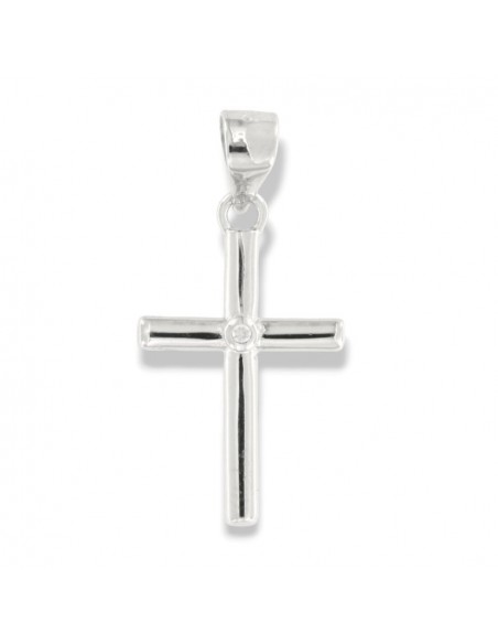 Ciondolo Argento Rodiato Croce Zircone Centrale [c2639251]