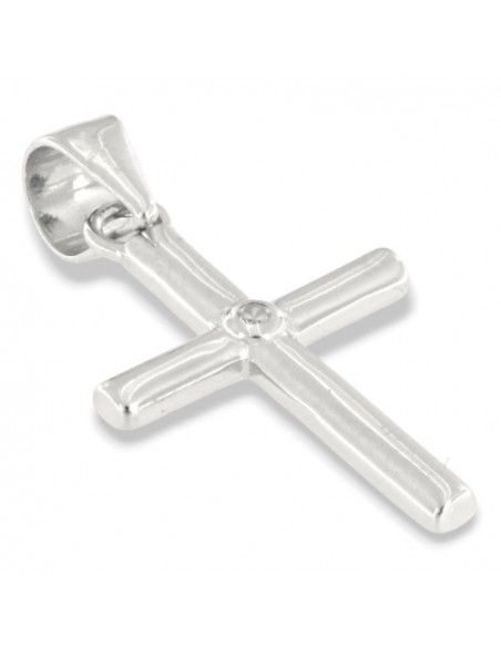 Ciondolo Argento Rodiato Croce Zircone Centrale [cf2cfa06]