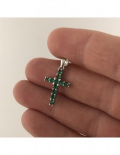 Ciondolo Argento Rodiato Croce Zirconi Verdi [d9d6164d] 2