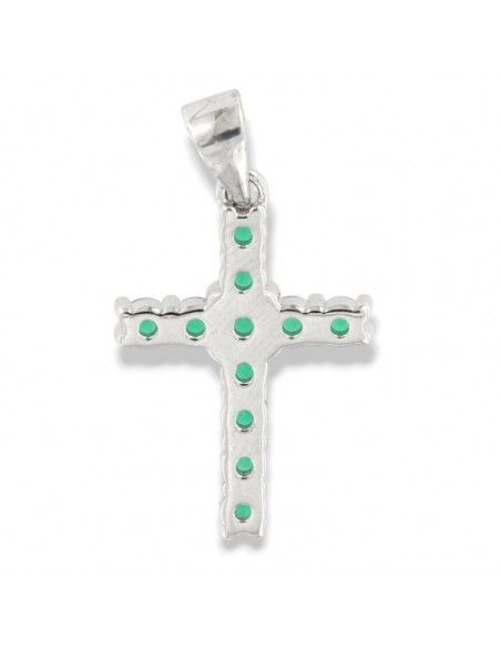 Ciondolo Argento Rodiato Croce Zirconi Verdi [10139308]