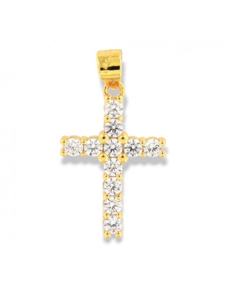 Ciondolo Argento Dorato Croce Zirconi Bianchi [0f009c62]