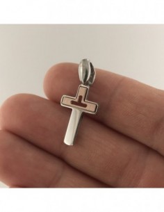 Ciondolo Argento Rodiato Croce Forata Certro Argento Rosato [12ac9b85] 2