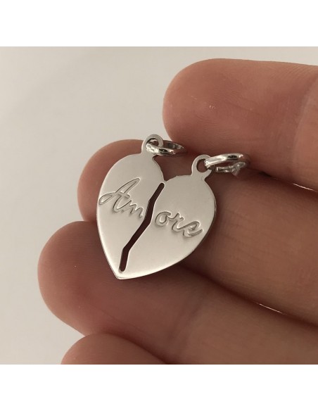 Ciondolo Argento Rodiato Cuore Divisibile [1858dd7b]
