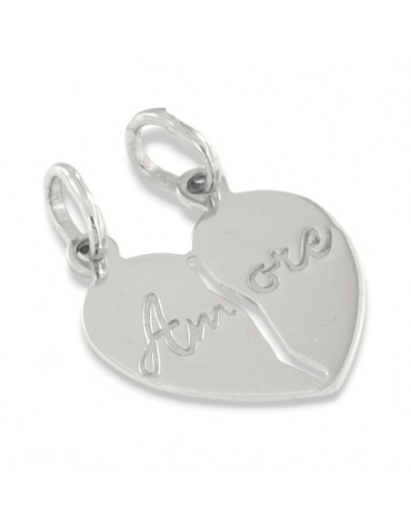 Ciondolo Argento Rodiato Cuore Divisibile [af451c7f]