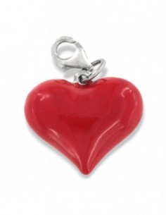 Ciondolo Argento Rodiato Cuore Rosso Smaltato Grande [b71e8f50]