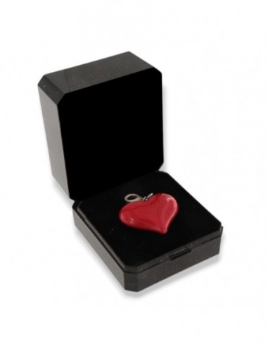 Ciondolo Argento Rodiato Cuore Rosso Smaltato Grande [02fdccce]