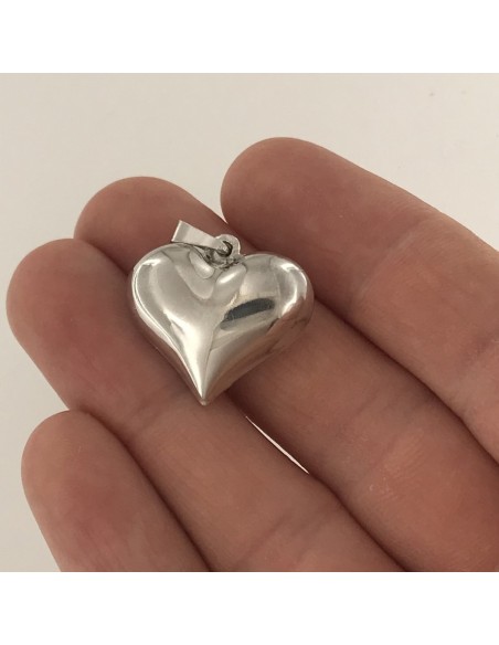 Ciondolo Argento Cuore 3D Bombato Liscio [4a4f34ef]