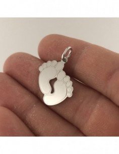 Ciondolo Argento Rodiato Piedi Uniti Bambino [75546e02] 2