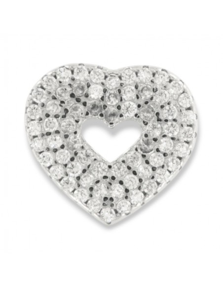 Ciondolo Argento Rodiato Cuore Zirconi Bianchi [af610afc]