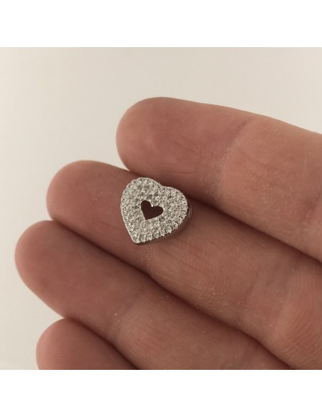 Ciondolo Argento Rodiato Cuore Zirconi Bianchi [308f2da4]